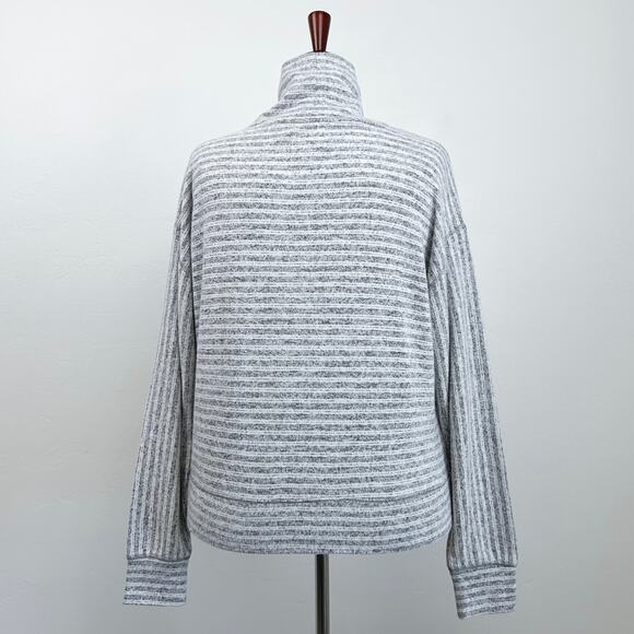 Lou & Grey LOFT Super Soft Heather Stripe Mock Neck Pullover - Picture 6 of 8